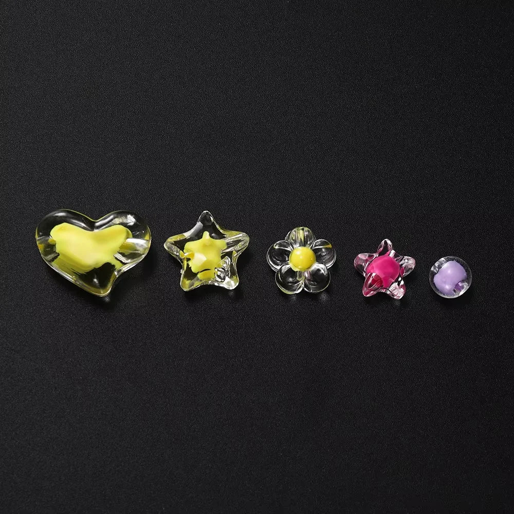 174pcs Heart Acrylic Beads Flower Spacer Jewelry Making Kit Box