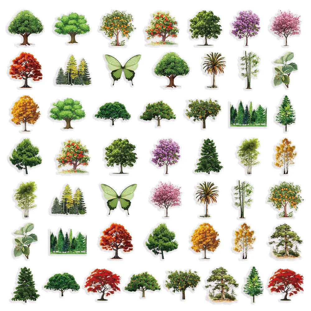 50pcs Forest Secret PET Stickers Natural Landscape DIY Decor Set