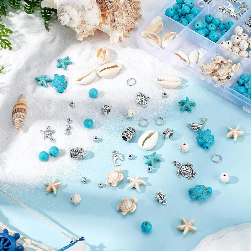 Ocean Summer Friendship Bracelet Making Kit Clay Beads DIY Set