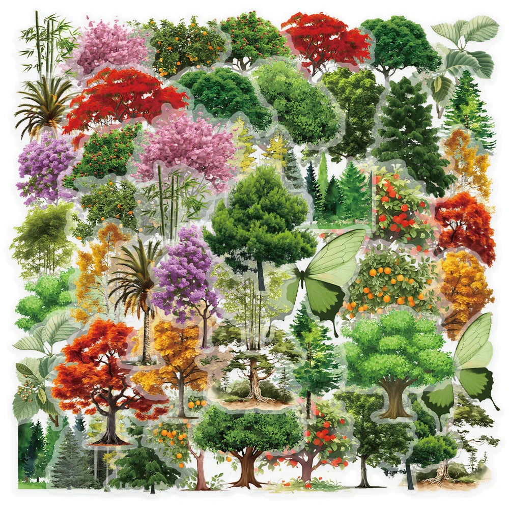 50pcs Forest Secret PET Stickers Natural Landscape DIY Decor Set