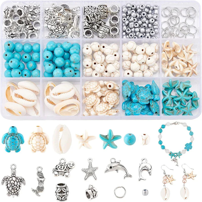 Ocean Summer Friendship Bracelet Making Kit Clay Beads DIY Set