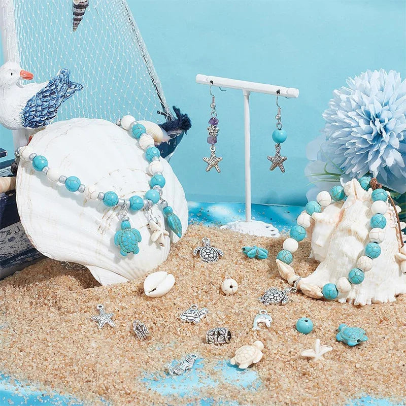 Ocean Summer Friendship Bracelet Making Kit Clay Beads DIY Set