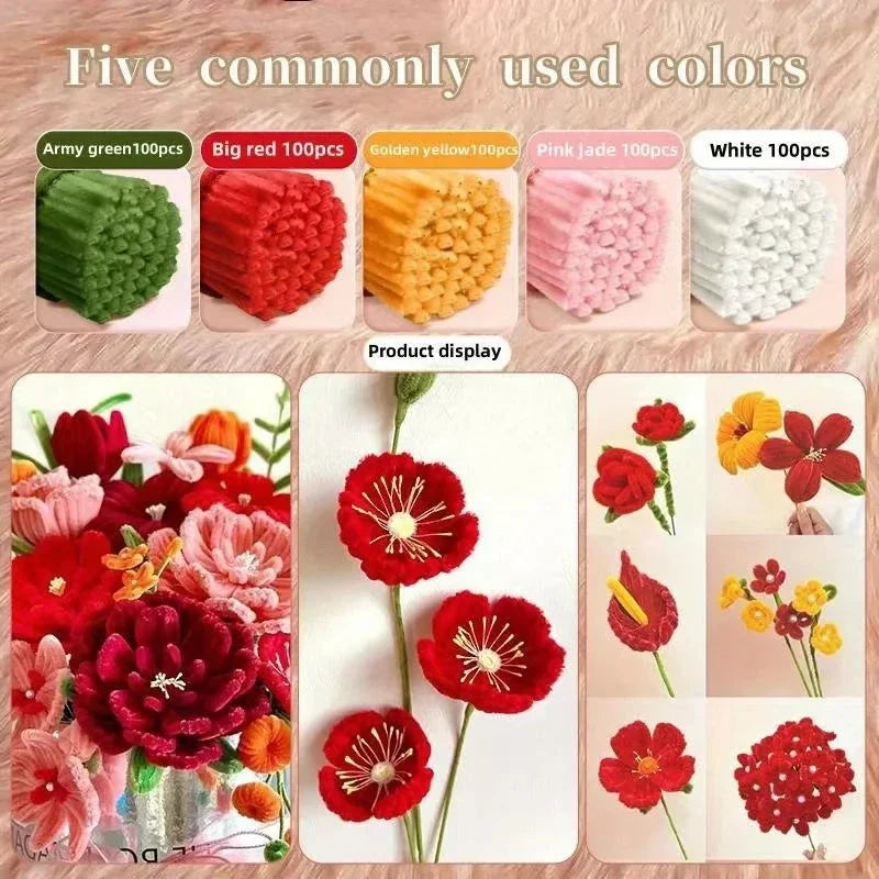 Chenille Stems 30cm Pipe Cleaners DIY Craft Art Supplies Set