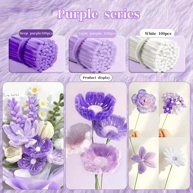 Chenille Stems 30cm Pipe Cleaners DIY Craft Art Supplies Set