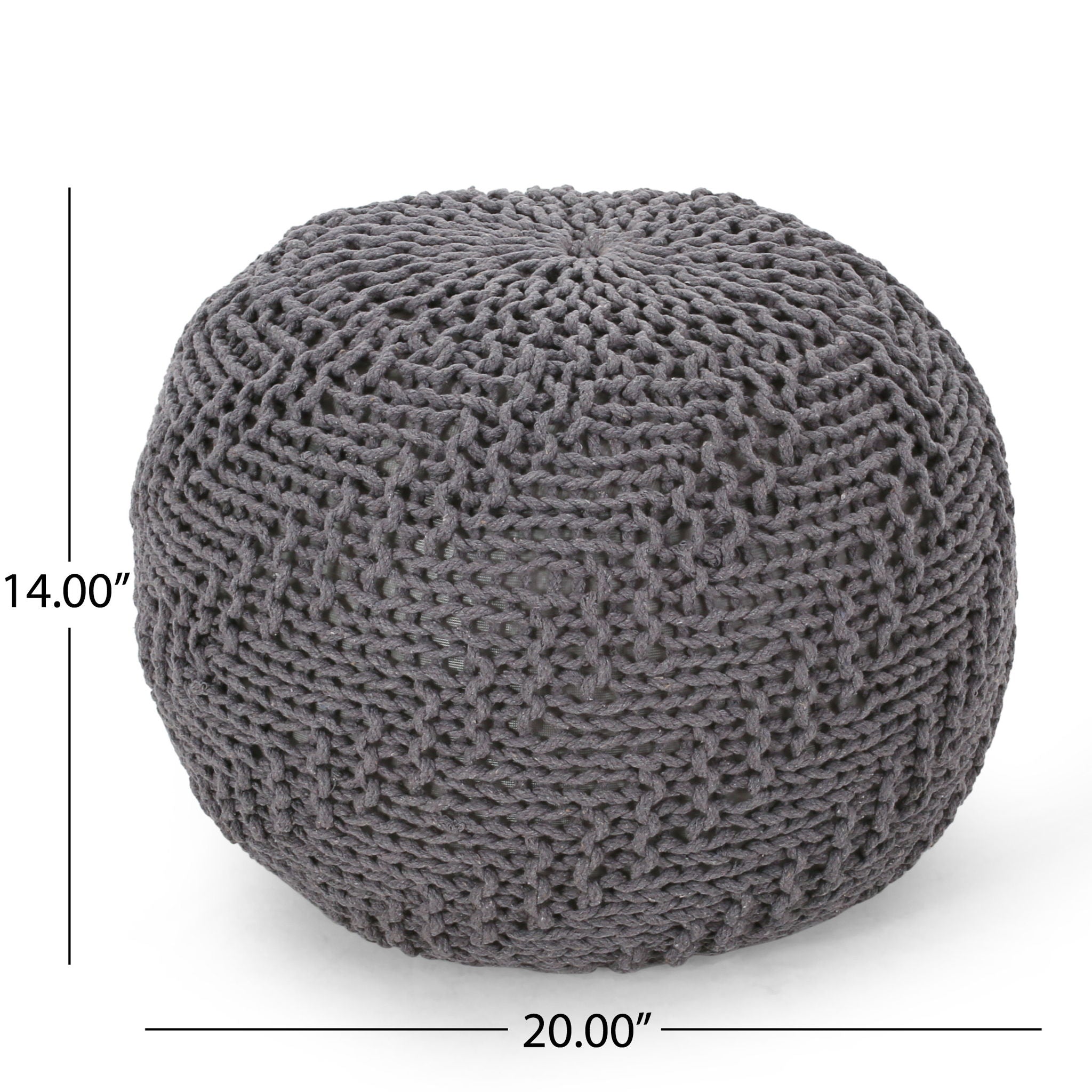 Hazel Knitted Cotton Yarn Round Pouf with Eco Pet Fibers