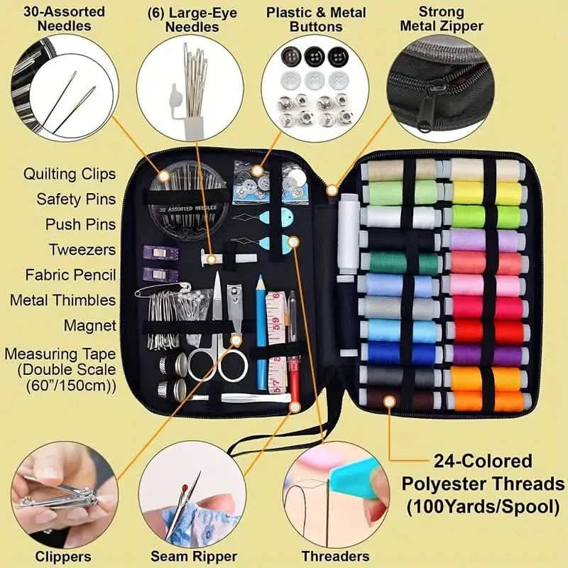 Sewing Kit with 100 Supplies and 24 Color Threads Set